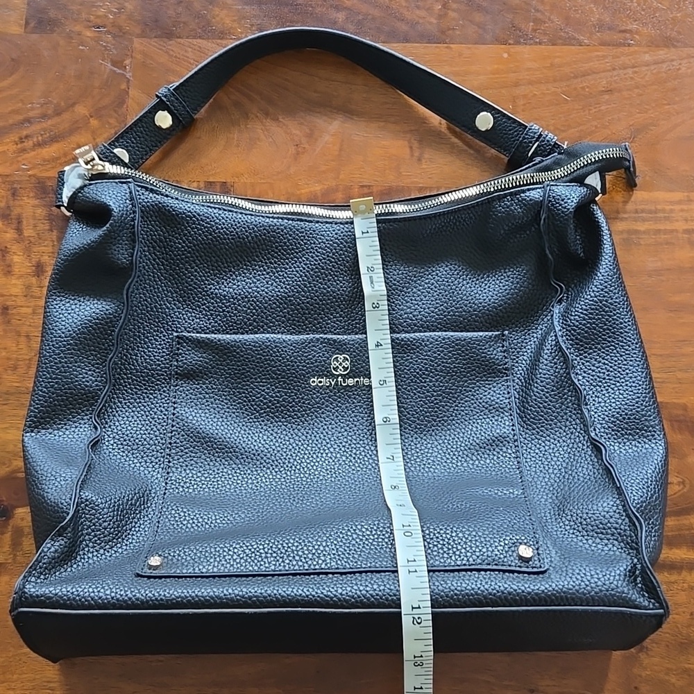 Daisy Fuentes Black Faux Leather Handbag Shoulder Bag - Picture 12 of 14